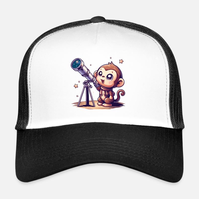Starry Sky Monkey with Telescope Trucker Cap
