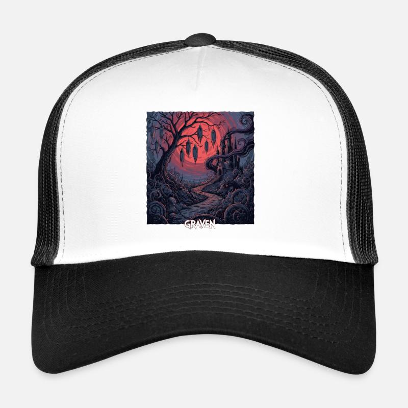 Nuit gravée au clair de lune dans la forêt funéraire Casquette trucker 