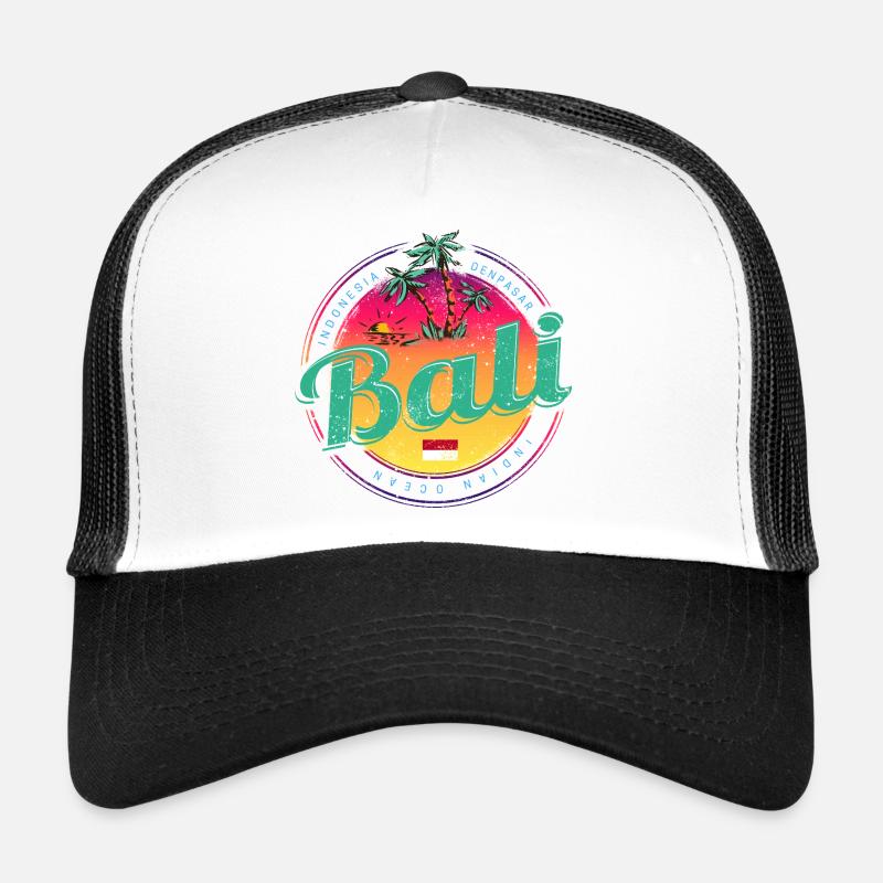 Souvenir rétro de coucher de soleil Bali Indonesia Casquette trucker 
