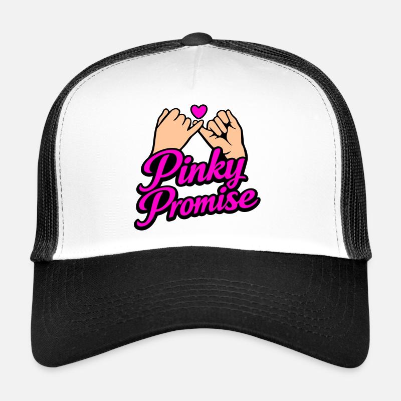 Pinky Promise Herz Versprechen Ehrenwort Shirt - Trucker Cap - Weiß/Schwarz