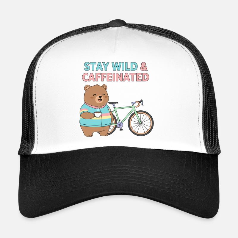 Stay Wild Caffeinated Bear Cycling Trucker Cap