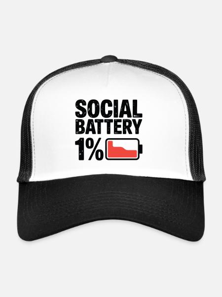 T-shirt graphique 1 % de la batterie sociale - Casquette trucker  - blanc/noir - Devant
