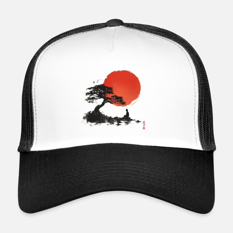 Zen au coucher du soleil au lac rocheux Casquette trucker 