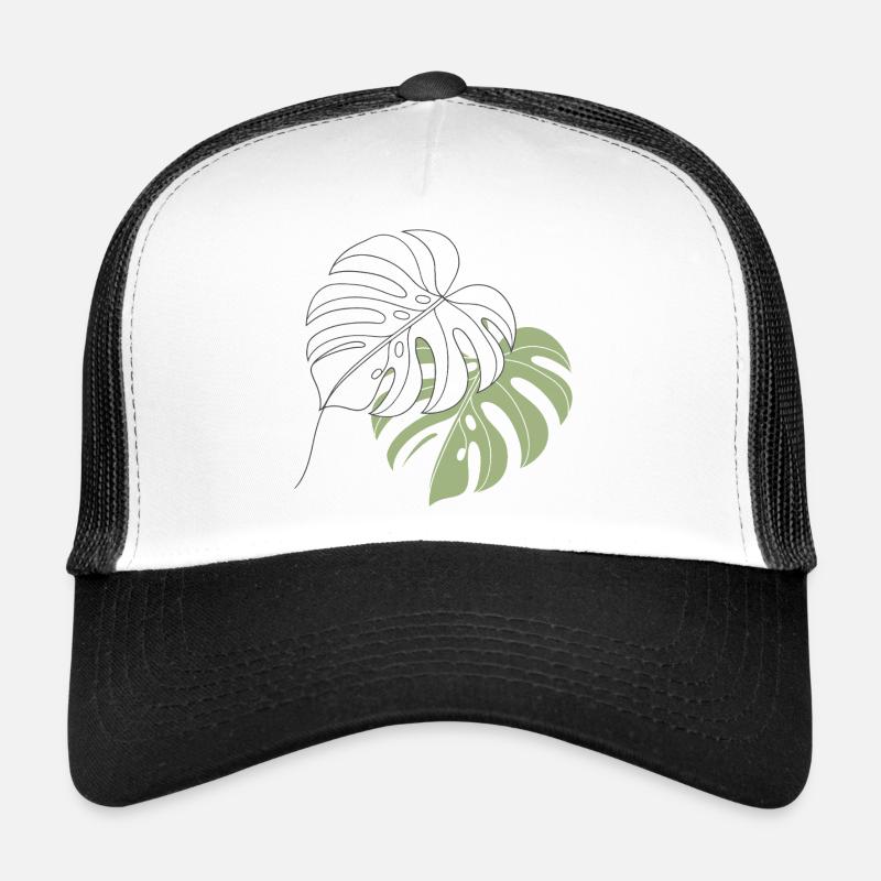 Monstera Leaf Line Art Illustration Trucker Cap