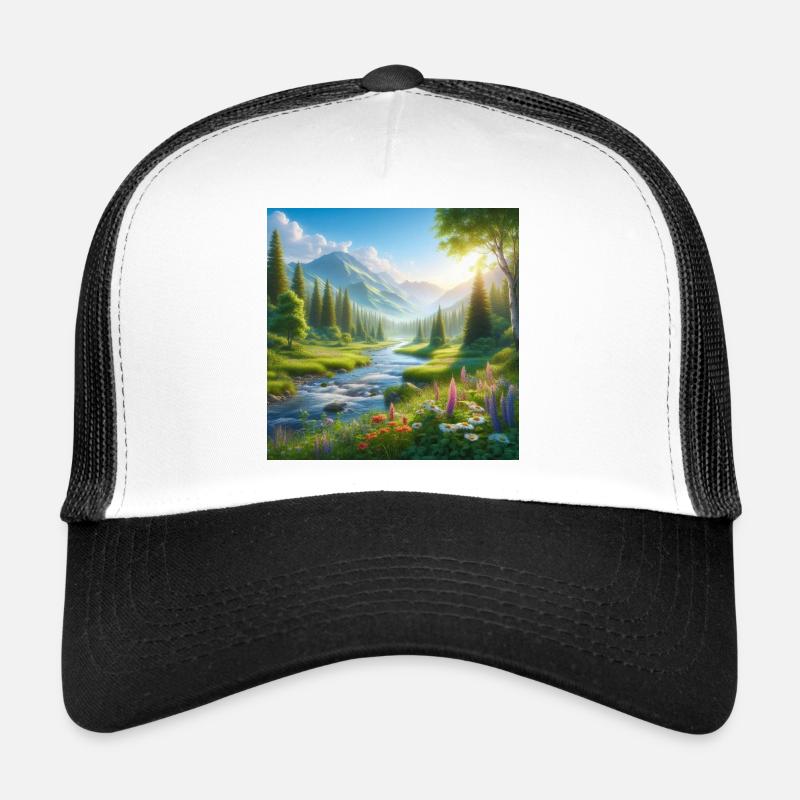 Fjälldalen's Spring Flower River - Trucker Cap - white/black