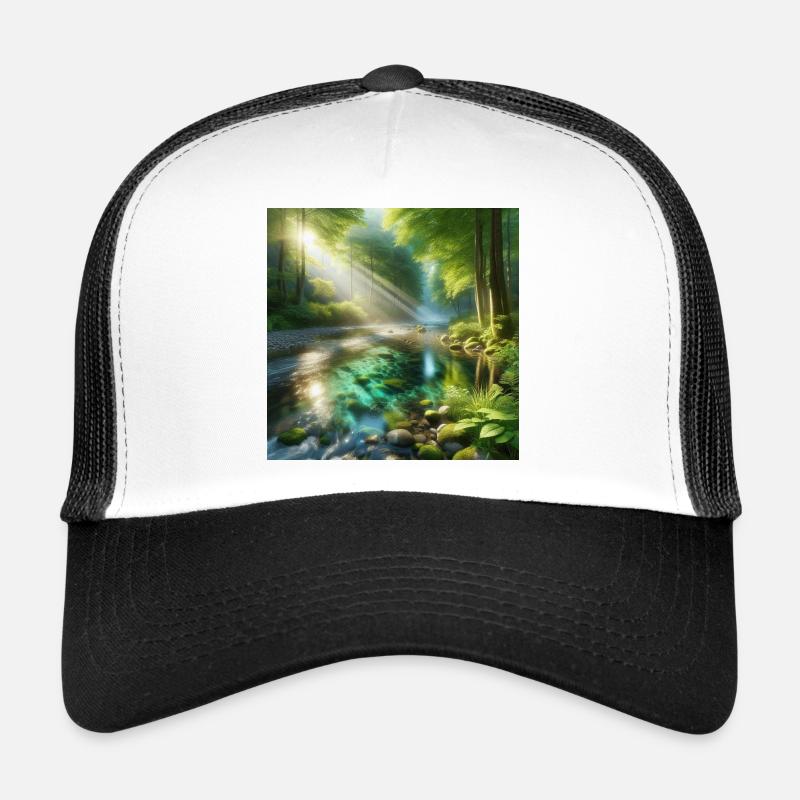 Sonnenschein in einem Waldbach - Trucker Cap - Weiß/Schwarz