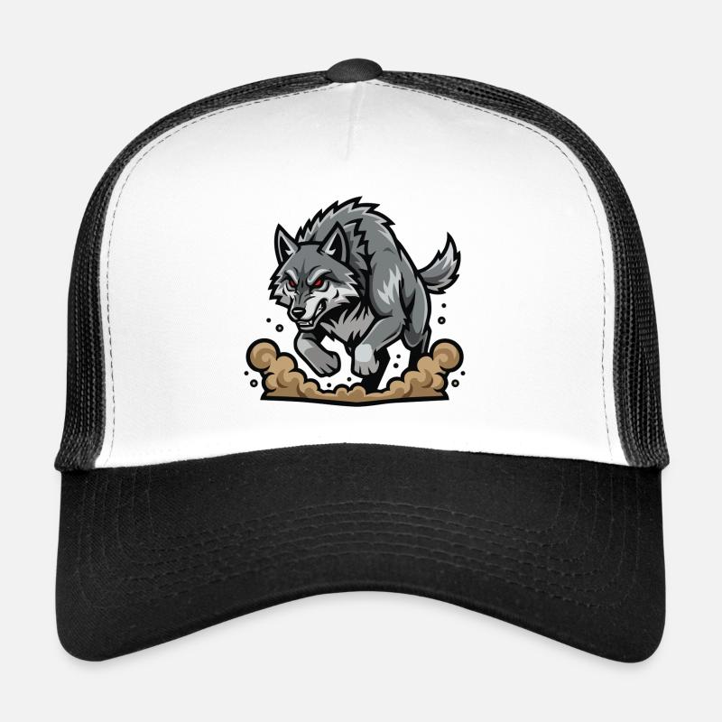 Loup Gris Sauvage Charge Mascotte Wolf Run Casquette trucker 