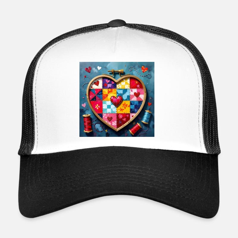 Patchwork Heart Quilt Art Trucker Cap