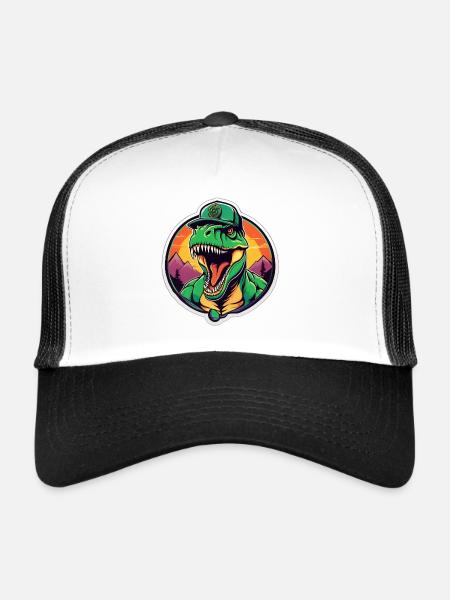 Dinosaur Sunset Headpiece - Trucker Cap - white/black - Front
