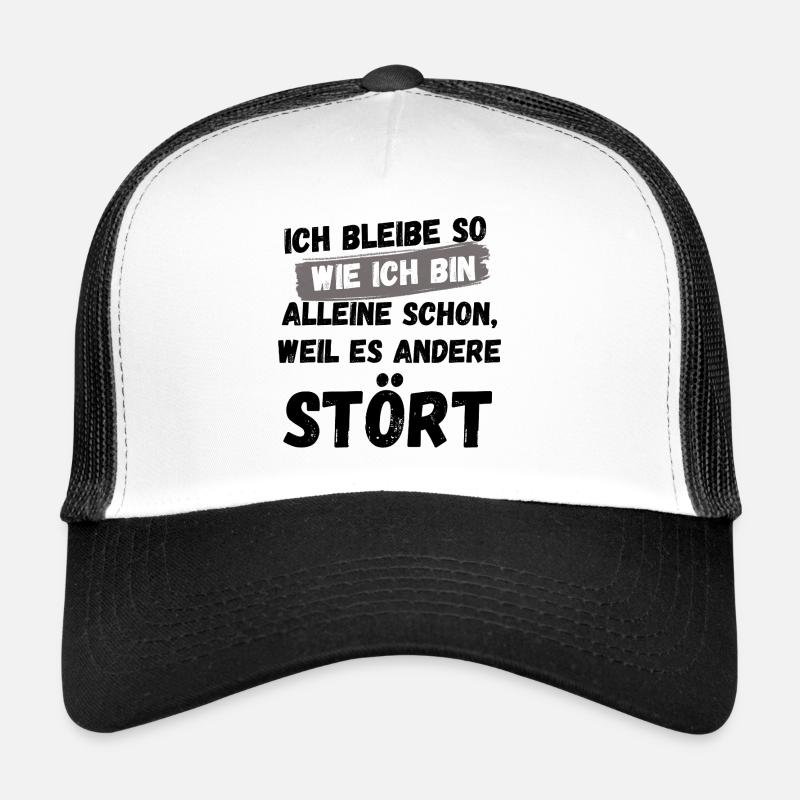 JE RESTE COMME ÇA, SARCASME, DRÔLE, BUREAU, TRAVAIL - Casquette trucker  - blanc/noir