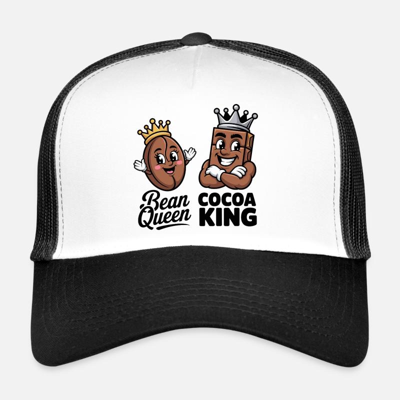 Bean Queen Cocoa King Fun Coffee and Trucker Cap
