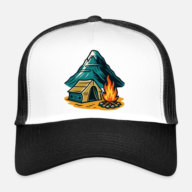 Mountain camping fire pit Trucker Cap