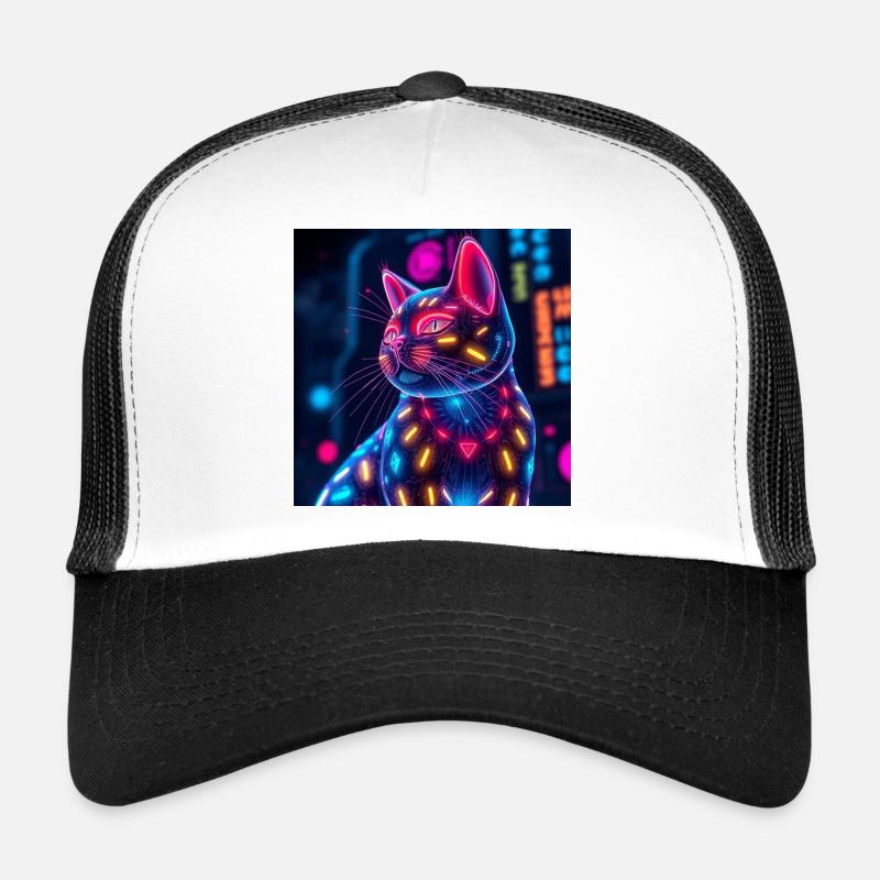 Katze - Trucker Cap - Weiß/Schwarz