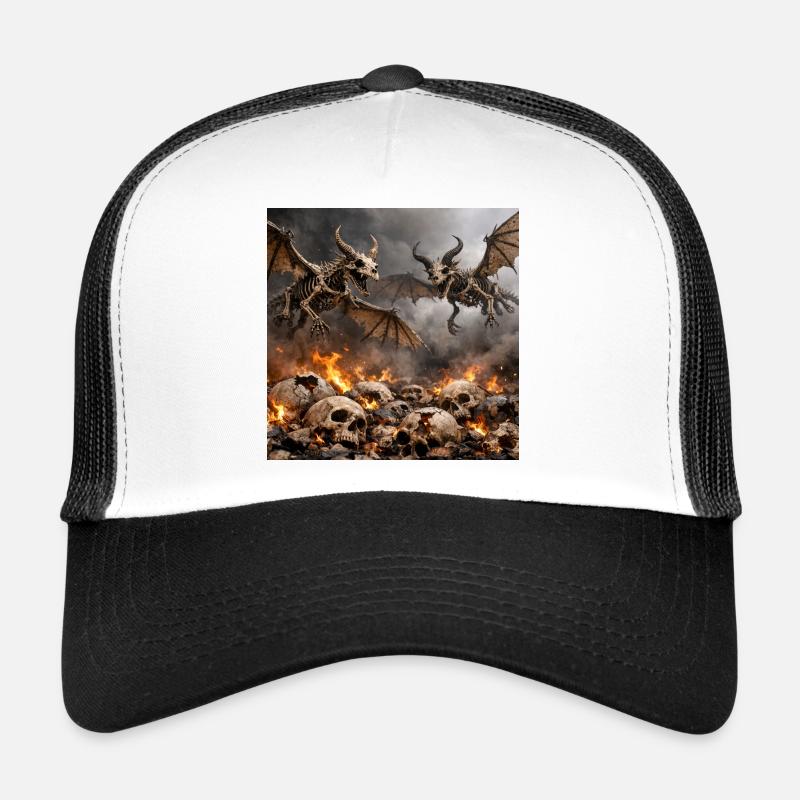 Skeleton Dragons in Flames Trucker Cap