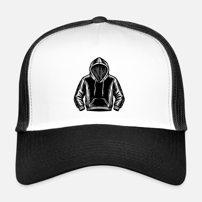 Hoodedn Sweatshirt - Trucker Cap - white/black