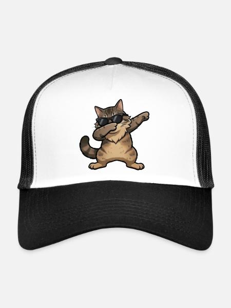Dabbing Norwegian Forest Cat - Trucker Cap - white/black - Front