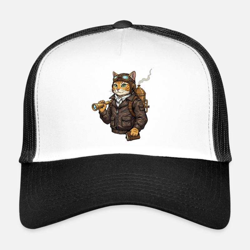 Chat Aviateur Steampunk Explorateur Curiosité Casquette trucker 
