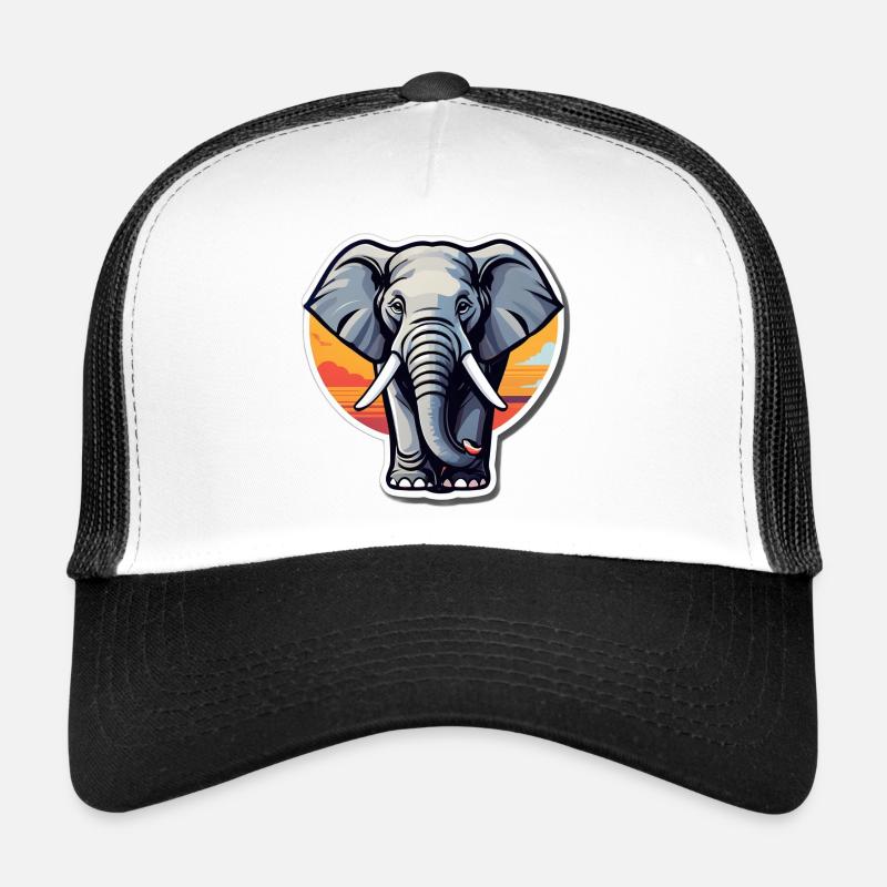 Éléphant coucher soleil sticker Casquette trucker 