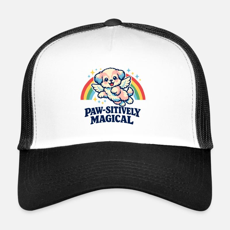 Pawsitively Magical Cute Puppy Dog Rainbow Trucker Cap