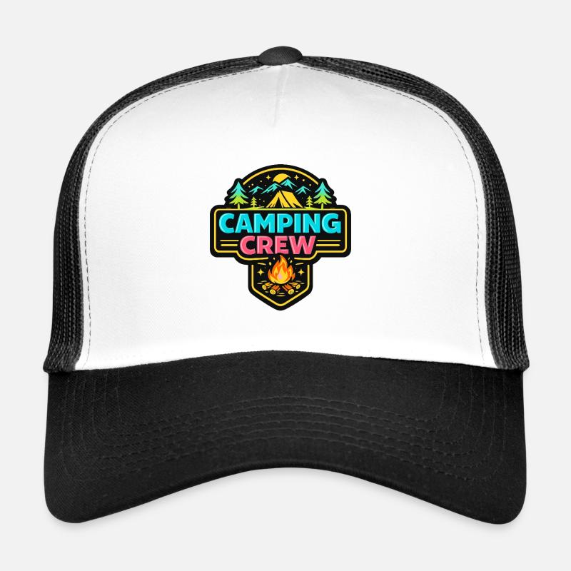 Camping Crew Badge Neon Trucker Cap