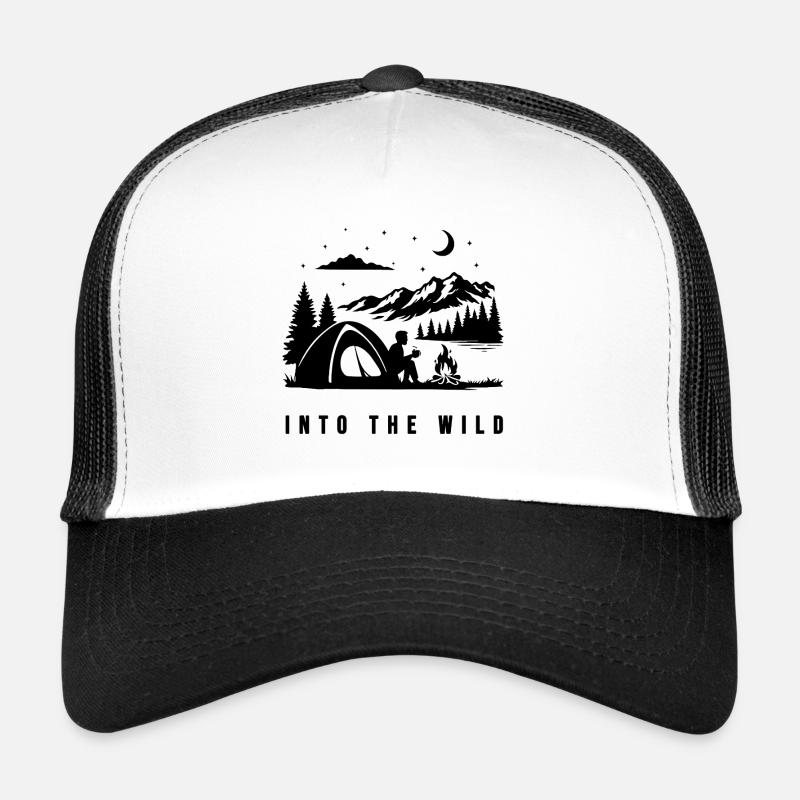 Night Minimal Black Print - Trucker Cap - white/black