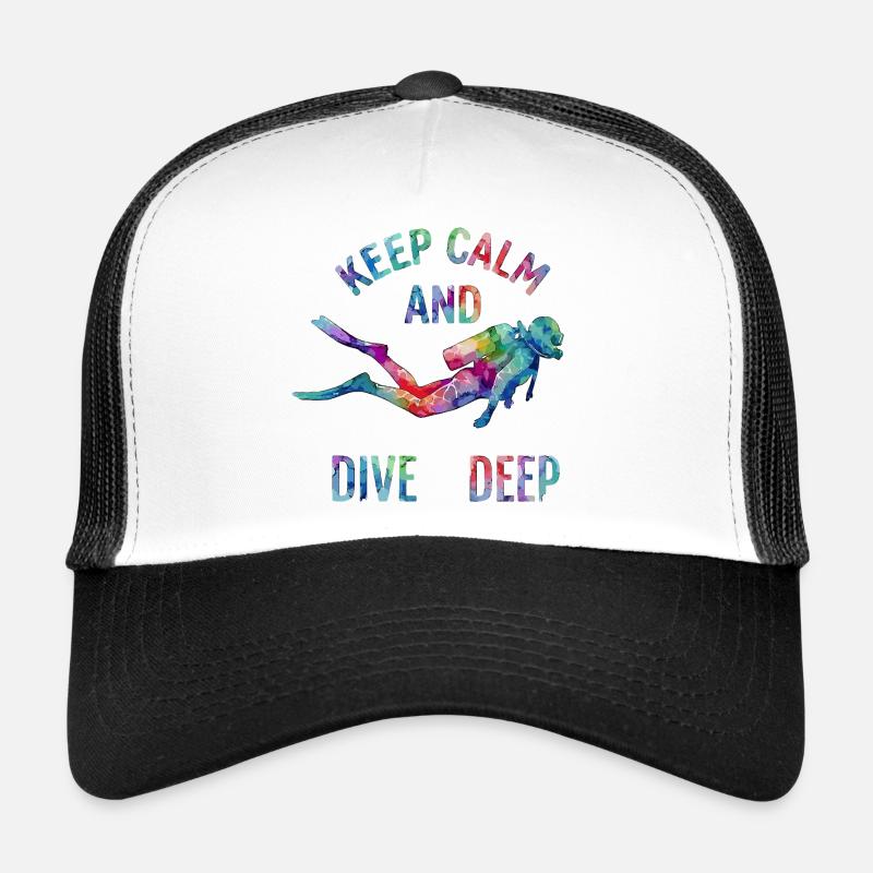 Bunter Tauchgang Spruch - Trucker Cap - Weiß/Schwarz
