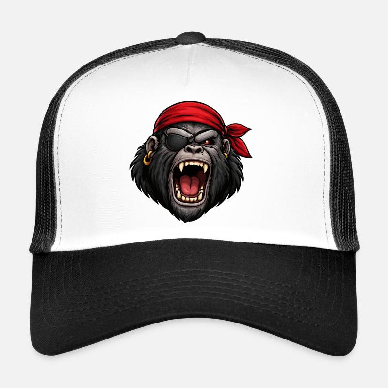 Pirat Gorilla mit Augenklappe Trucker Cap