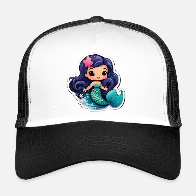 Sirène kawaii à queue turquoise Casquette trucker 
