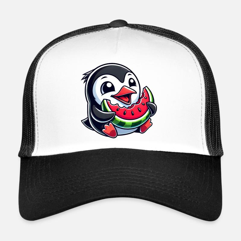 Pingouin avec pastèque fruit d’été Casquette trucker 