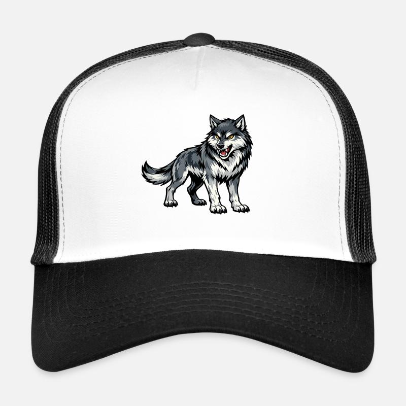 Wolf Ghost Illustration - Trucker Cap - white/black