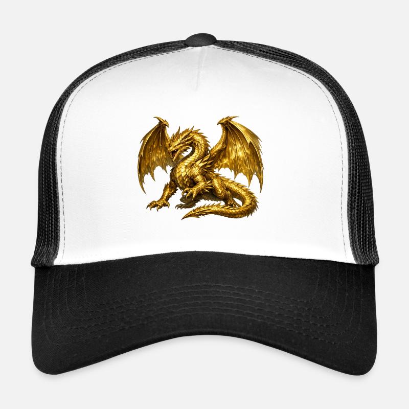 Golden Dragon - Trucker Cap - white/black
