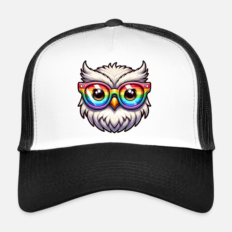 Rainbow Owl Glasses - Trucker Cap - white/black