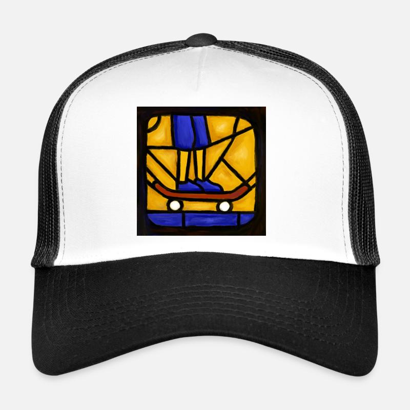 Stained Glass Skateboarder Graphic Trucker Cap