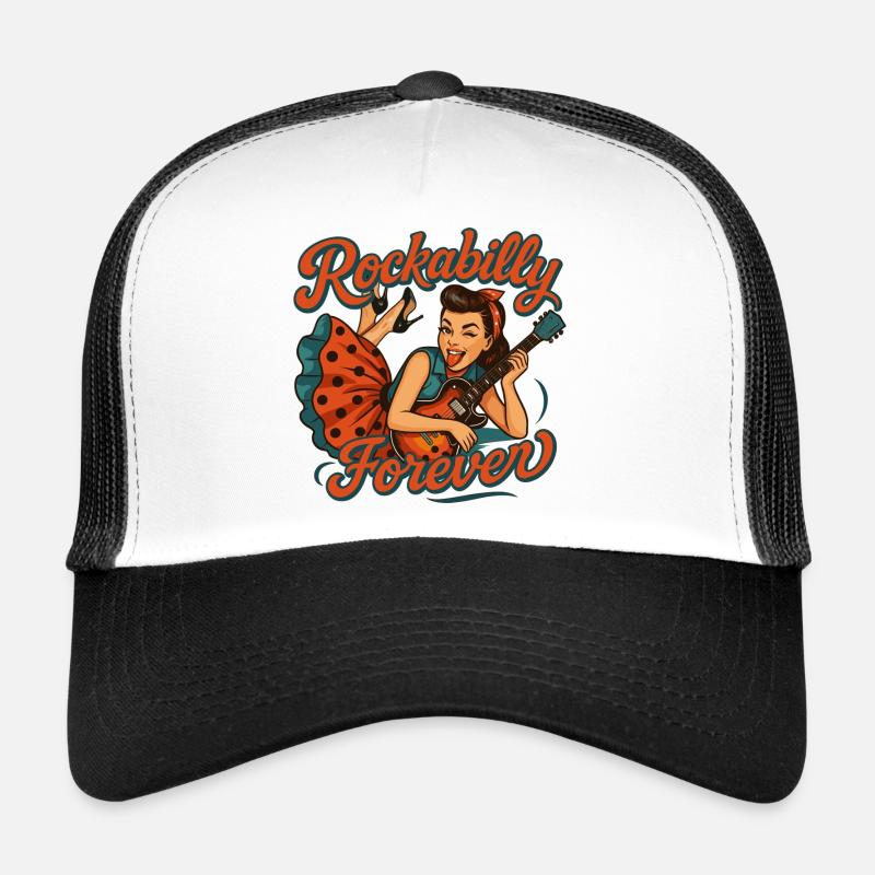 Rockabilly Forever: Rockabella mit E-Gitarre Trucker Cap