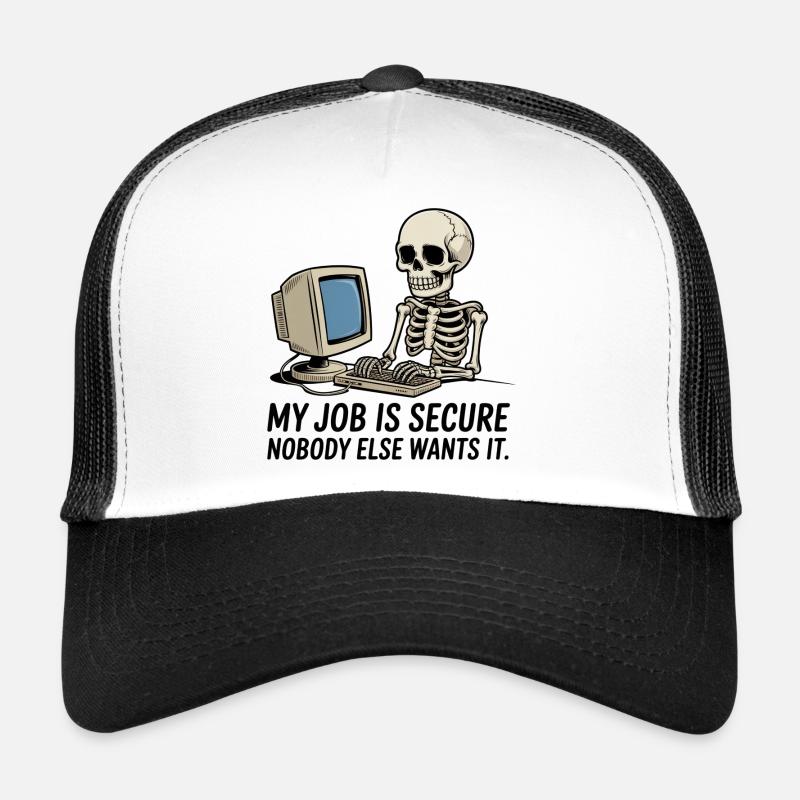 Squelette sur la sécurité au travail informatique PC Casquette trucker 