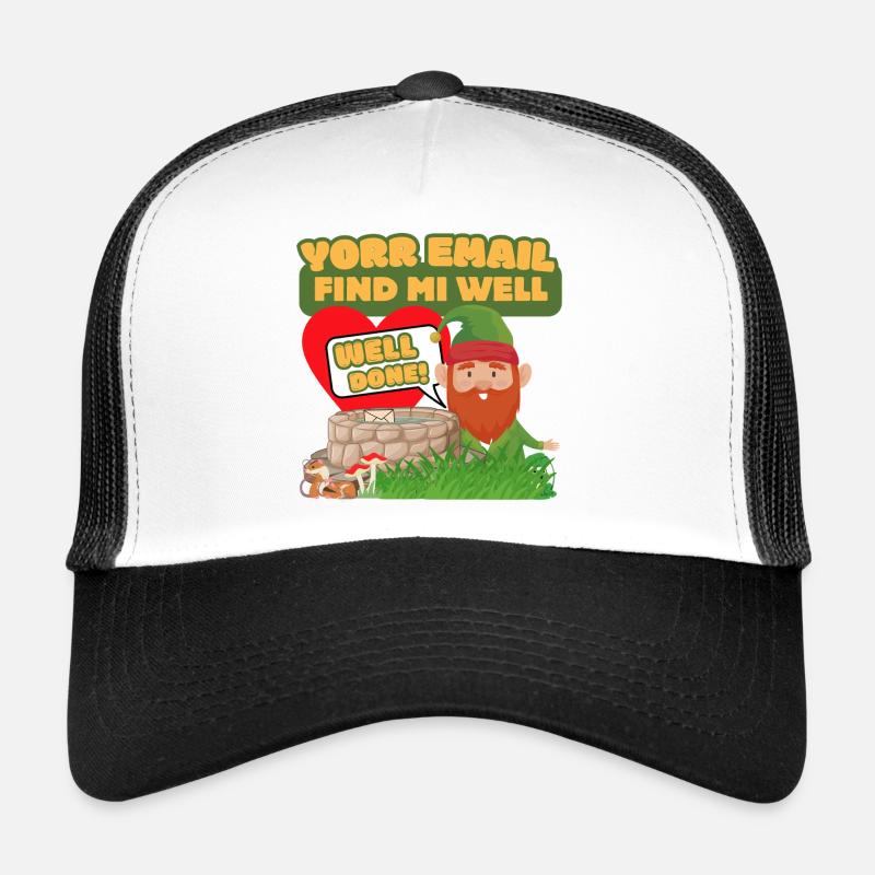 Yorr E-Mail Find Mi Well – Gnom-Humor - Trucker Cap - Weiß/Schwarz