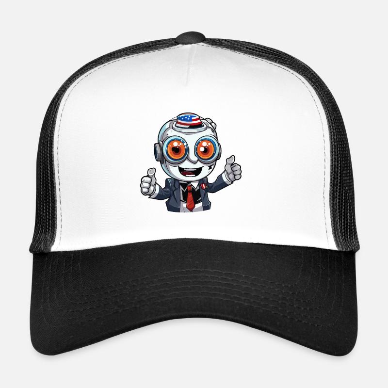 Mascotte robot avec chapeau drapeau Casquette trucker 