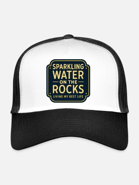 Eau pétillante sur rochers, néon - Casquette trucker  - blanc/noir - Devant