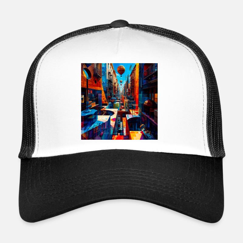 Buntes Straßenlabyrinth mit Luftballons Trucker Cap