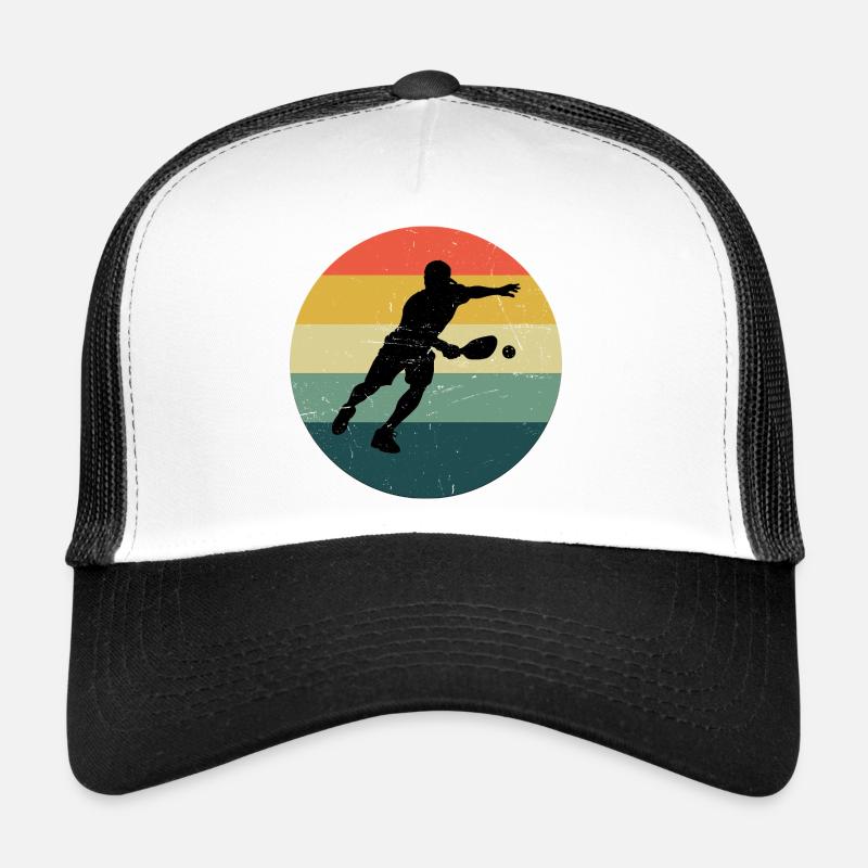 Pickleball player motif around pickleball athlete Trucker Cap