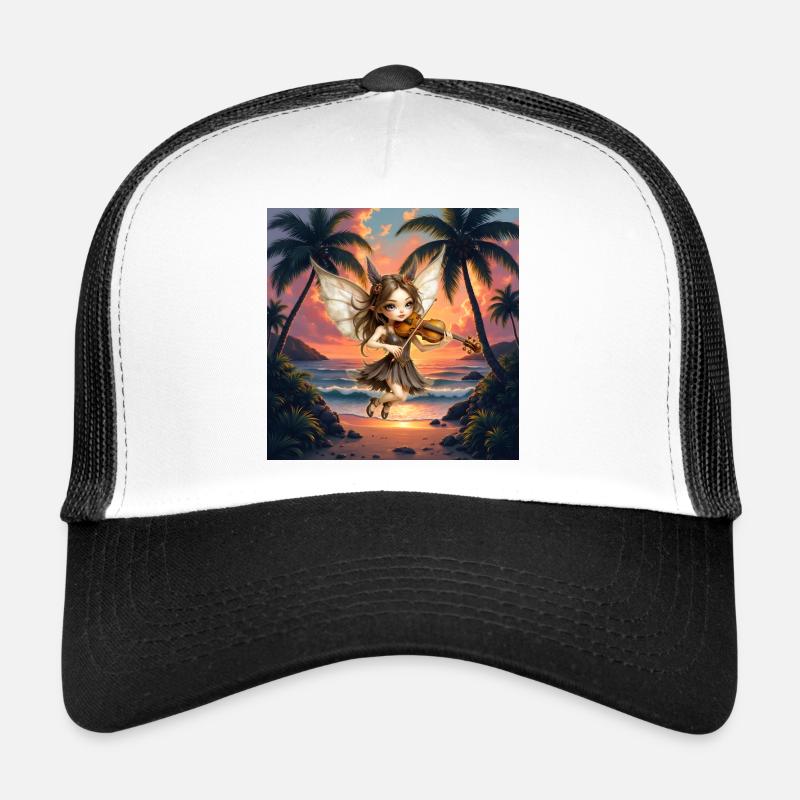 La Fée Violoniste au Coucher de Soleil Tropical Casquette trucker 