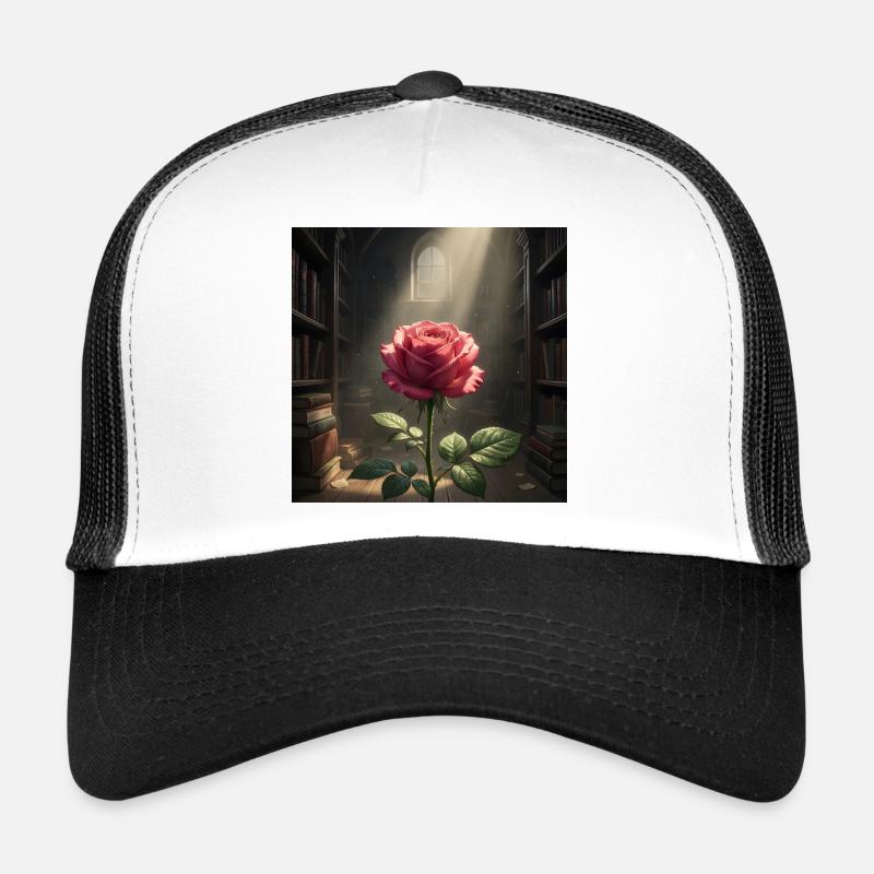 Rose au milieu de la lumière de la bibliothèque Casquette trucker 