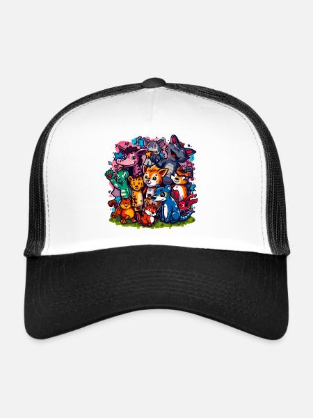Animals Group Cartoon Colors - Trucker Cap - white/black - Front