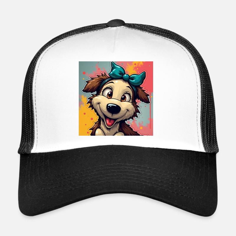 Cheerful dog with bow Trucker Cap