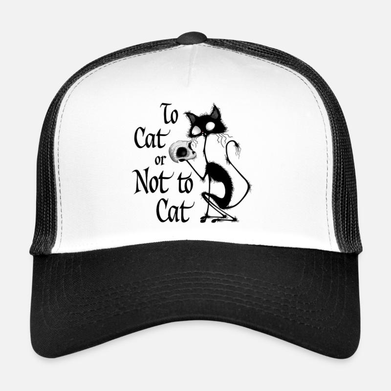 "To Cat or Not To Cat" Funny Cat Hamlet meme  - Trucker Cap - white/black