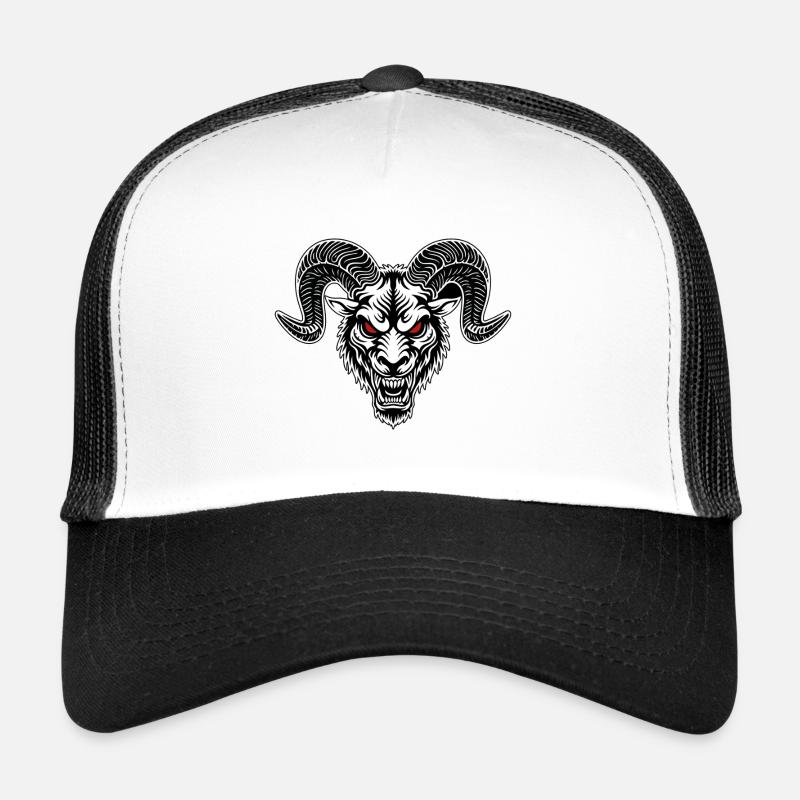 Bélier de Combat Cornes Spirales Yeux Rouges Casquette trucker 
