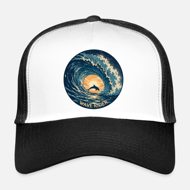 Dolphin Ocean Sea WAVE RIDER Trucker Cap