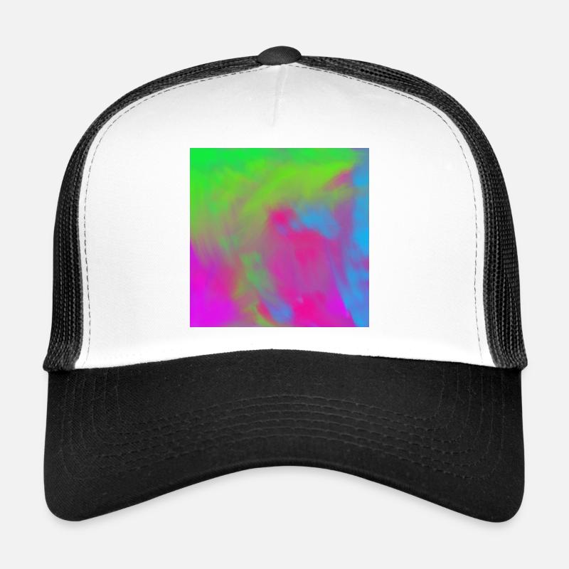 Vivid Neon Tie-Dye Gradient Burst - Trucker Cap - white/black