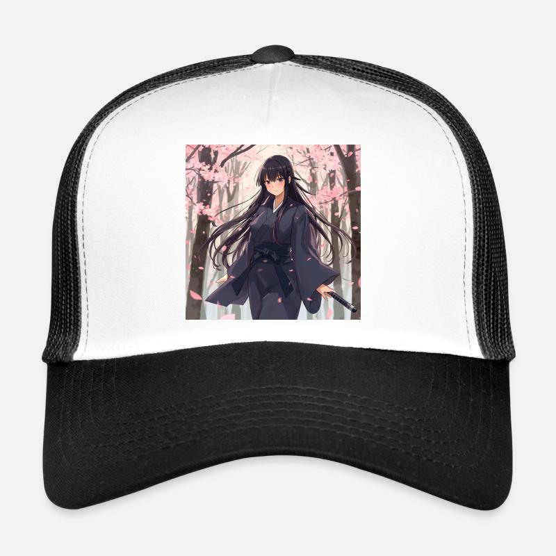 Sakura Samurai dans la forêt - Casquette trucker  - blanc/noir