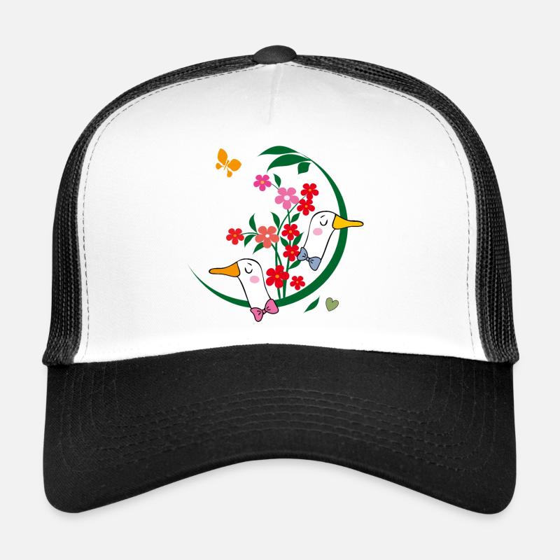 Oies avec des fleurs Casquette trucker 